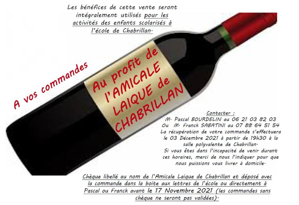 Amicale Laïque – Vente groupée de vins 2021