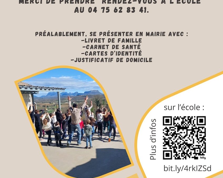Inscriptions à l’école de Chabrillan pour la rentrée 2026